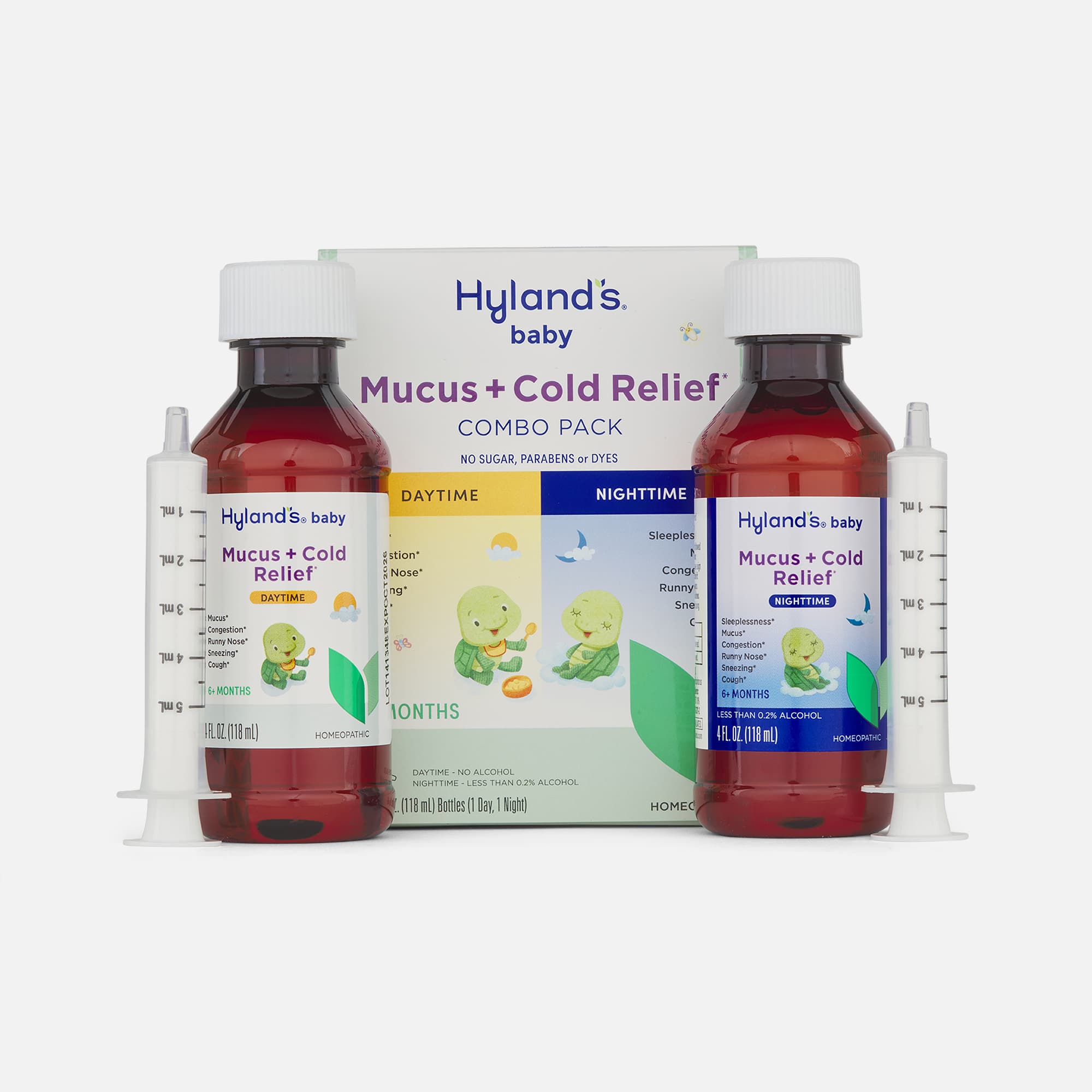 Hyland's Baby Mucus + Cold Relief Day & Night Combo Pack, Two 4 oz. Bottles