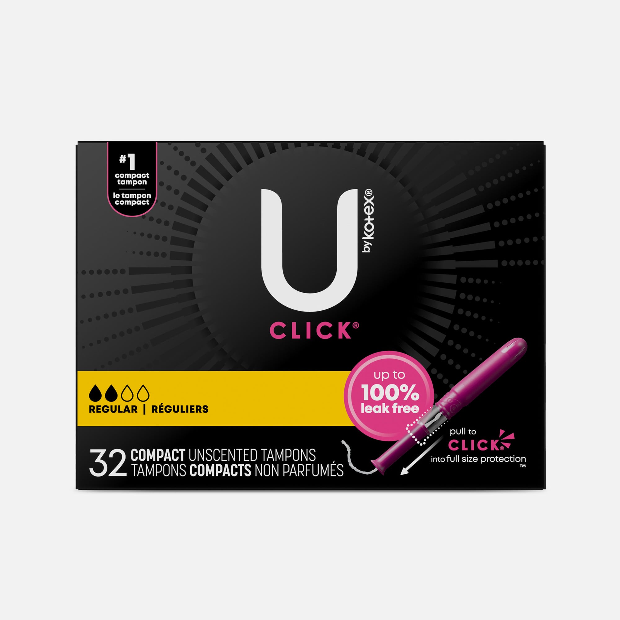 U by Kotex Click Compact Tampons, Regular Absorbency