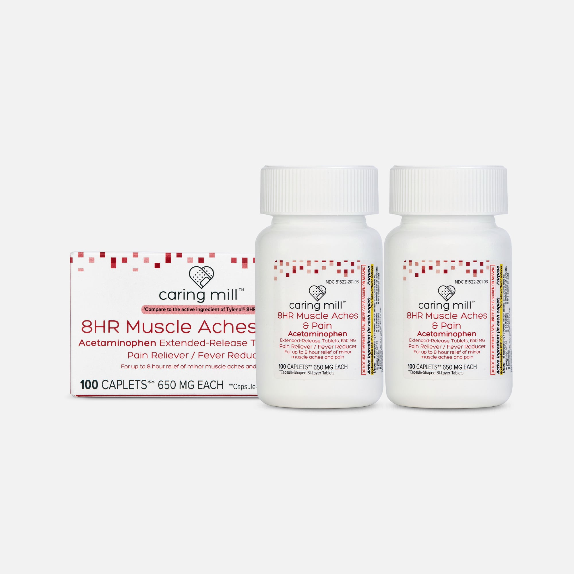 Caring Mill™ 8 HR Muscle Aches & Pain Tablets, 100 ct. (2-Pack)