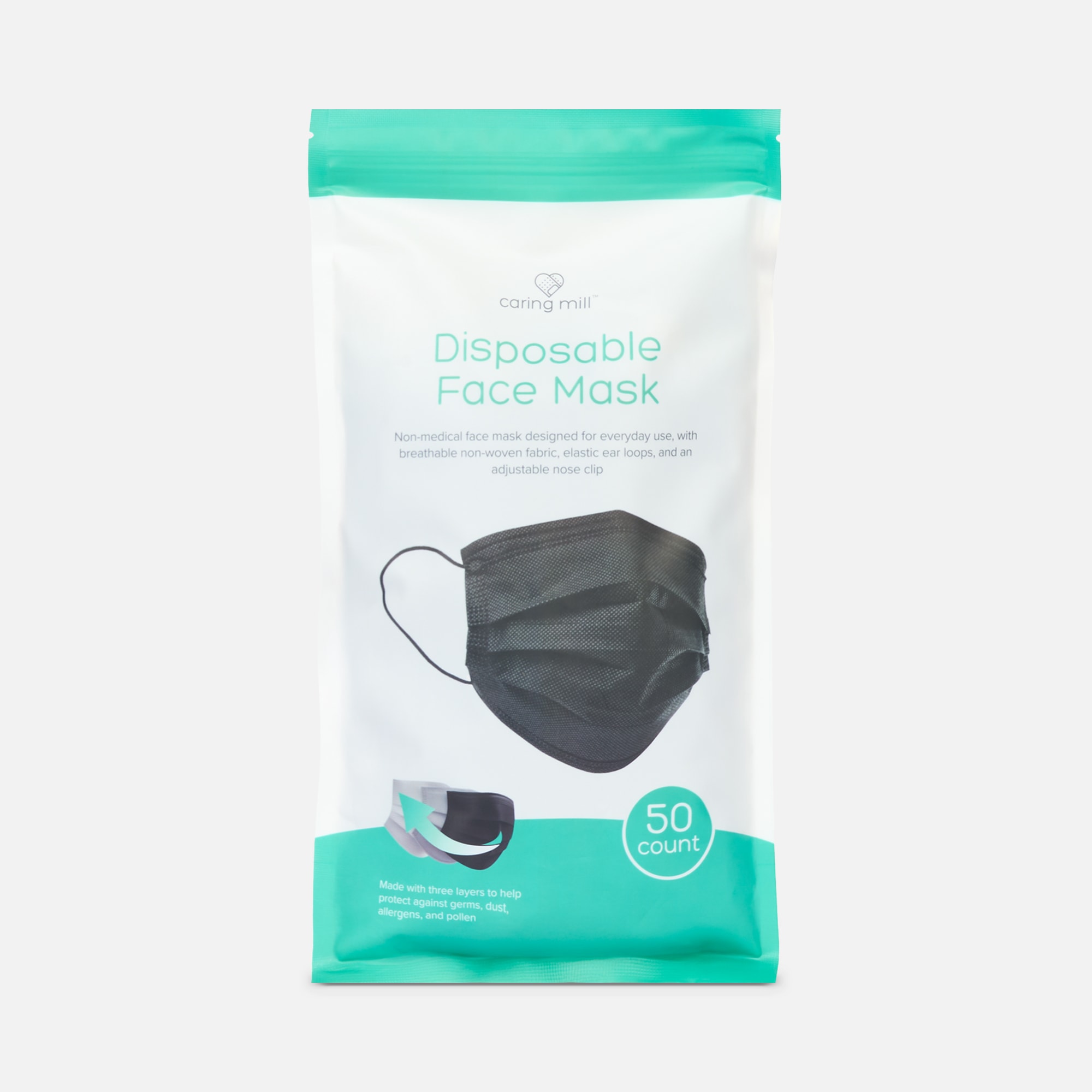 Caring Mill™  Disposable Face Mask, Black, 50 ct.