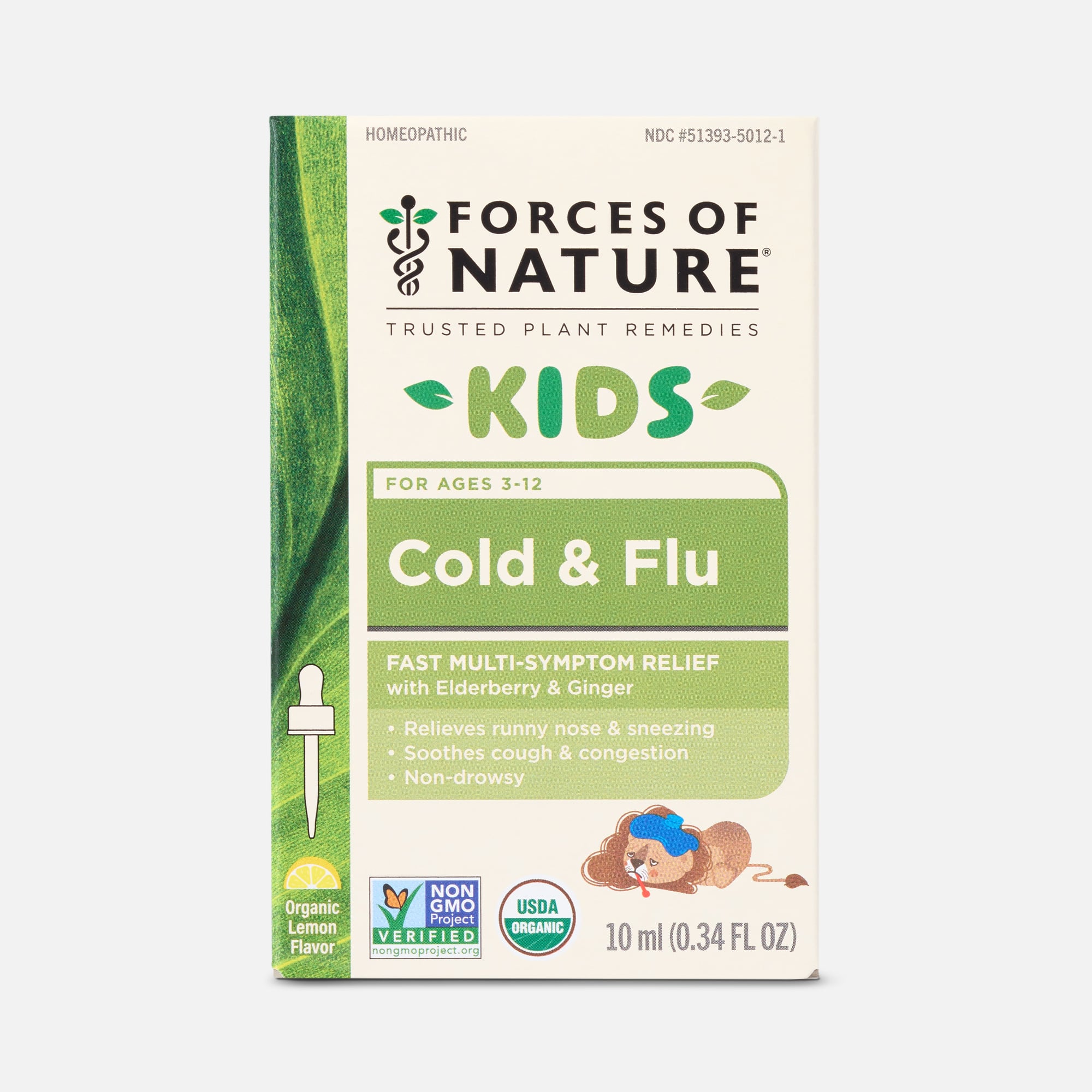 Forces of Nature Cold & Flu for Kids Sublingual Drops, Lemon, 10ml
