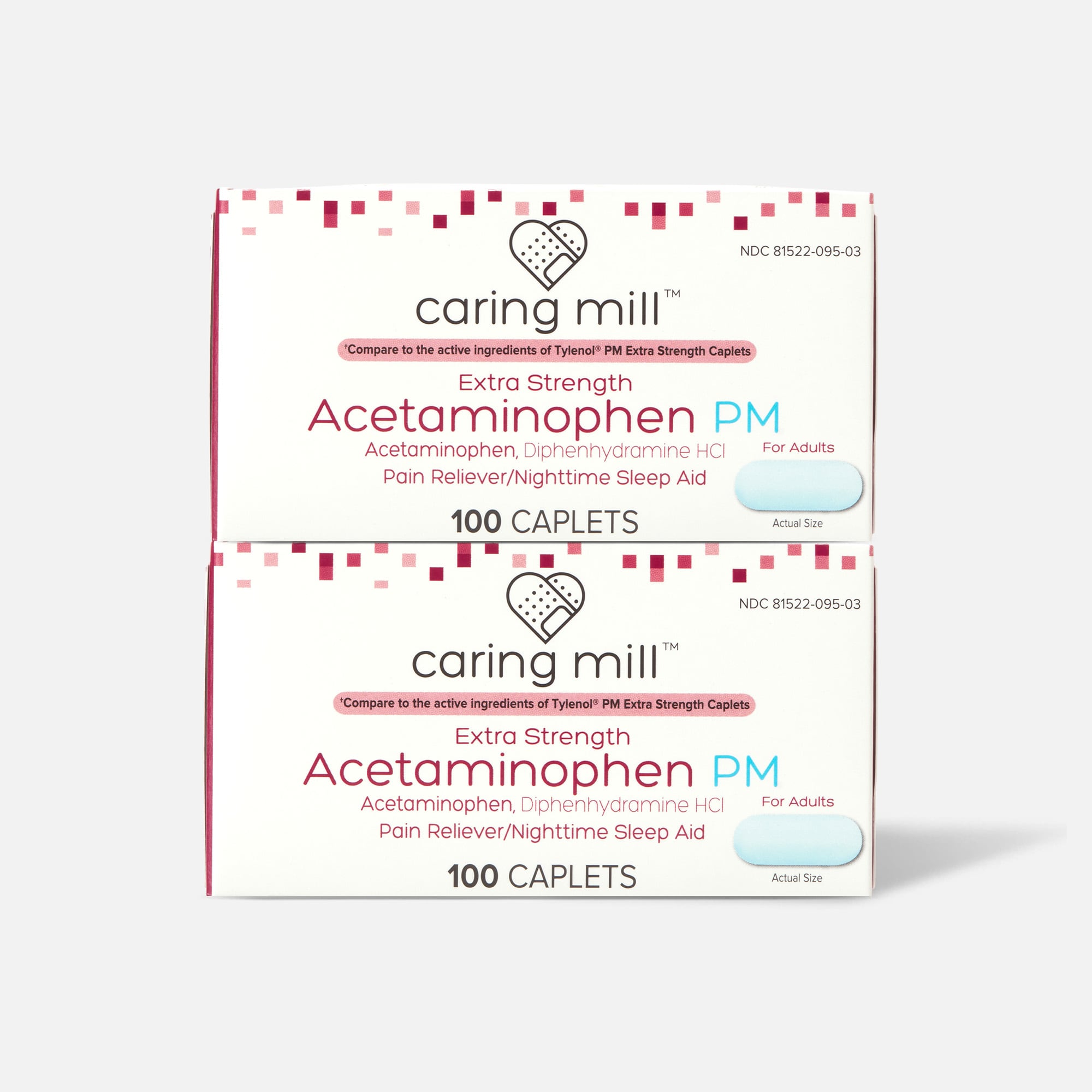 Caring Mill™ Extra Strength Acetaminophen PM Caplets, 100 ct. (2-Pack)