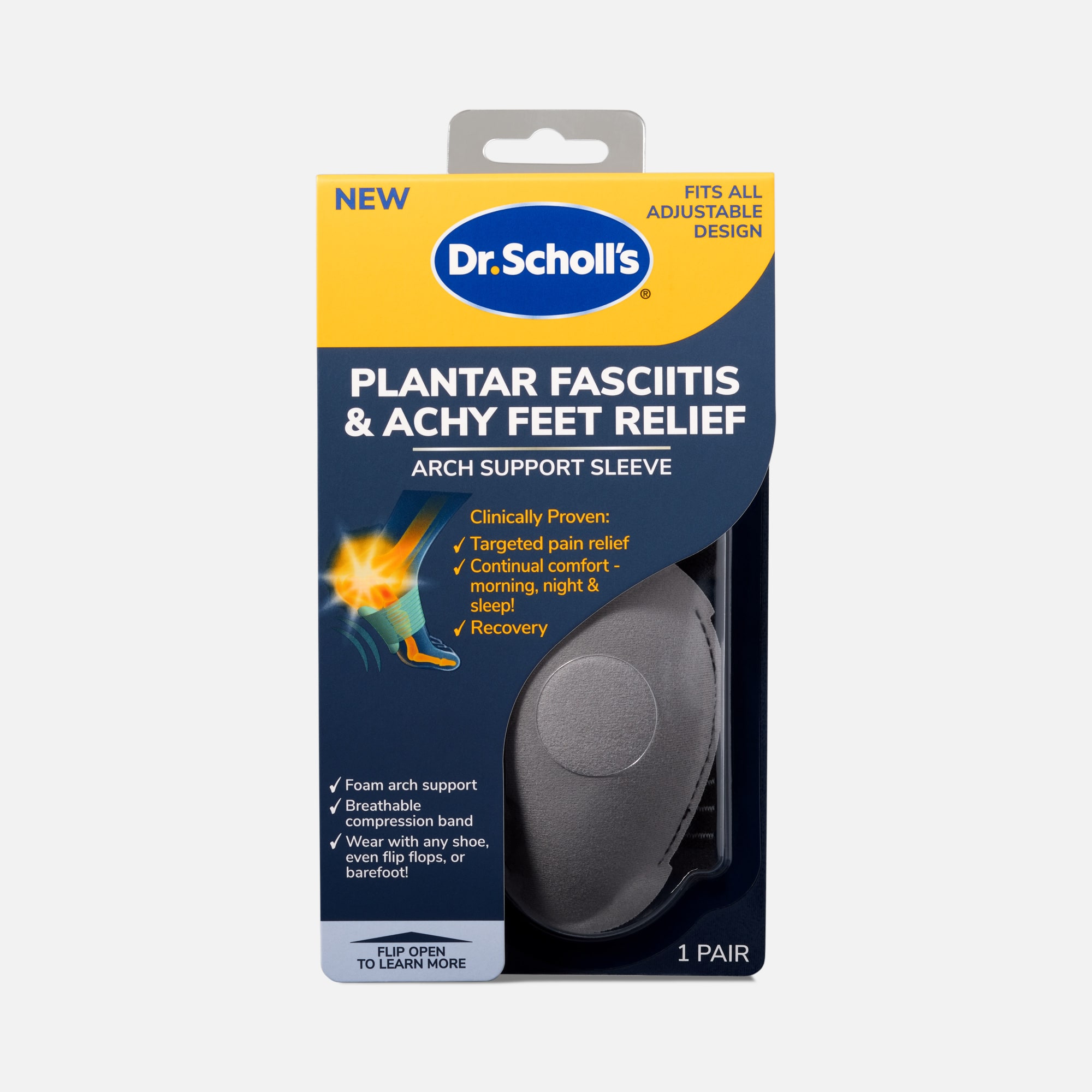 Dr. Scholl’s Plantar Fasciitis and Achy Feet Relief Arch Support Sleeve, One Pair