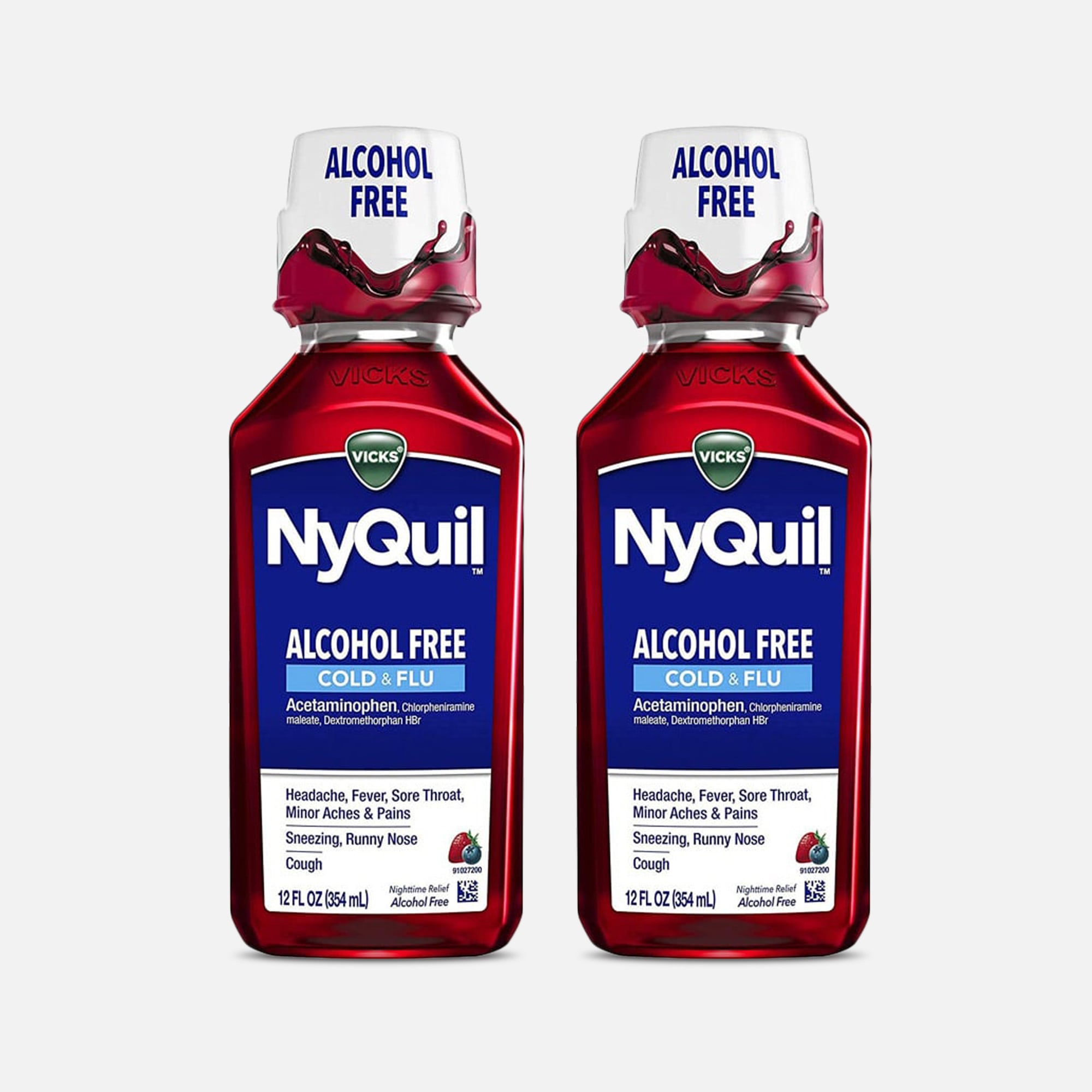 Vicks Nyquil Cold & Flu, Alcohol Free, 12 oz. (2-Pack)