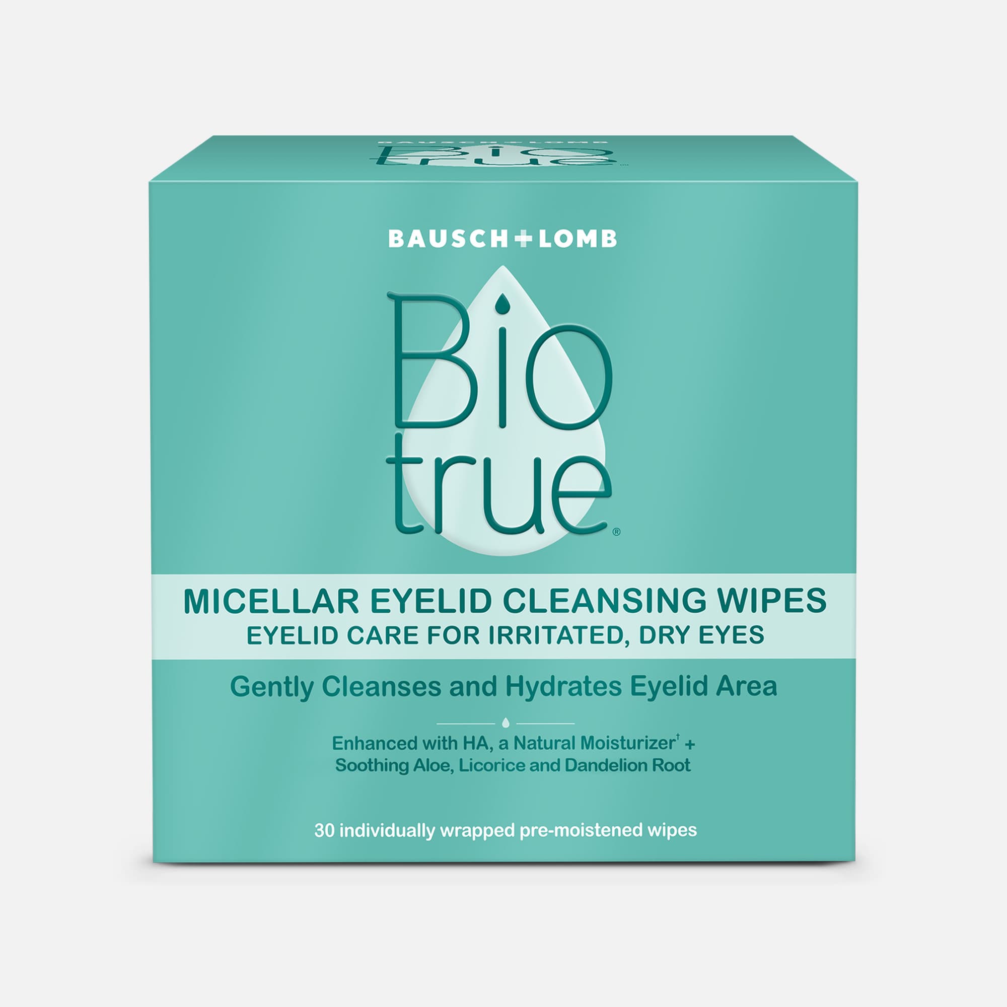 Bausch + Lomb BioTrue Micellar Eyelid Cleansing Wipes, 30 ct.