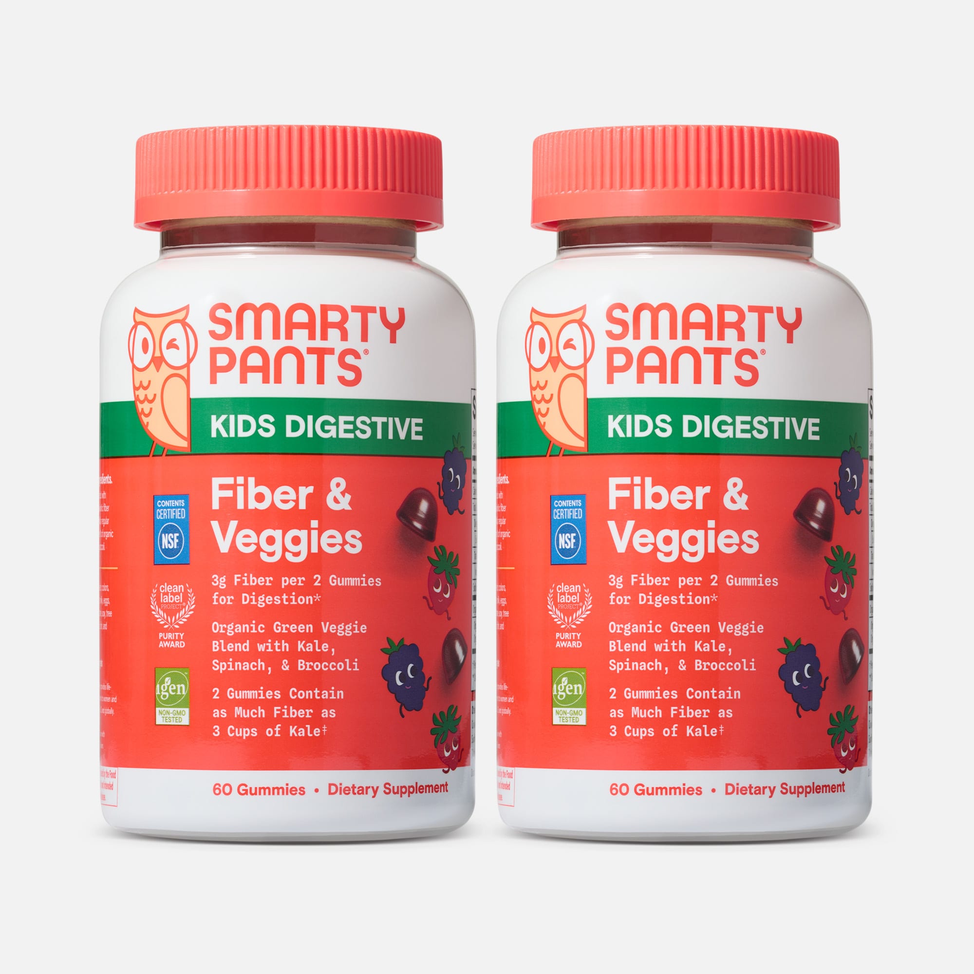 SmartyPants Kids Fiber and Veggies, 60 Gummies (2 pack)