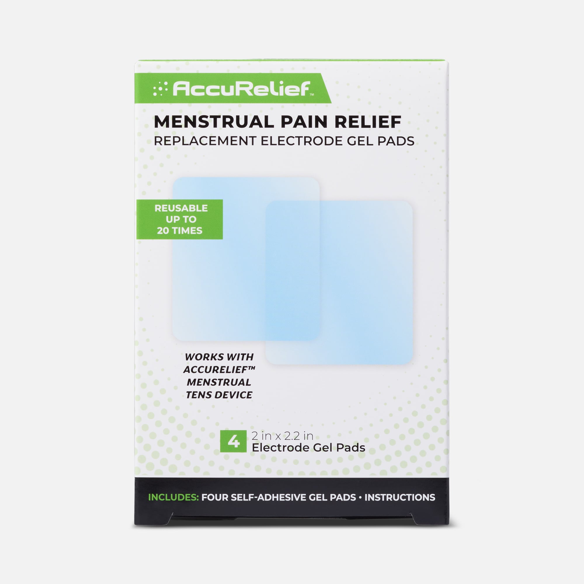 AccuRelief™ Menstrual Pain Relief Replacement Electrode Gel Pads, 4-Pack