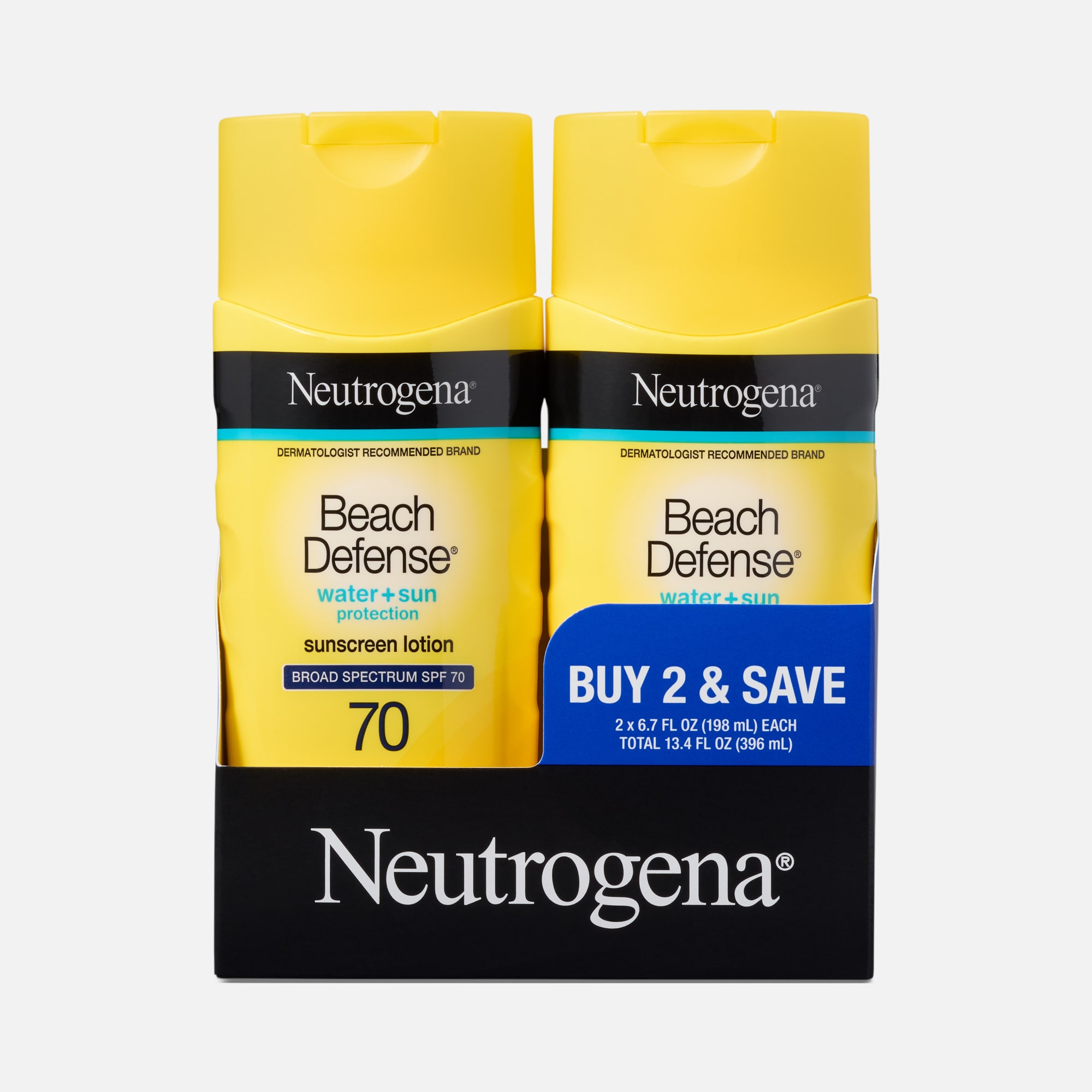 Neutrogena Beach Defense Lotion SPF 70, Twin Pack, 6.7 oz. Tubes