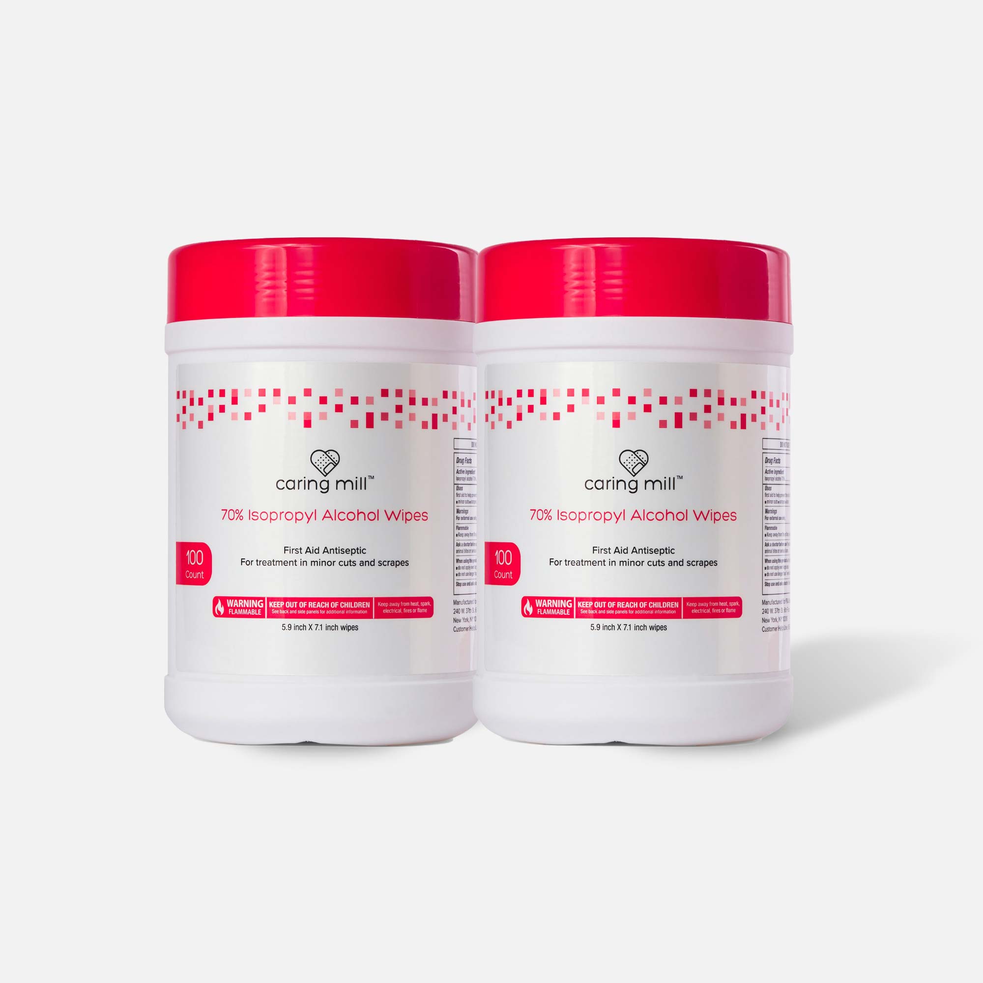 Caring Mill™ Alcohol Wipes Canister, 100 ct. (2-Pack)