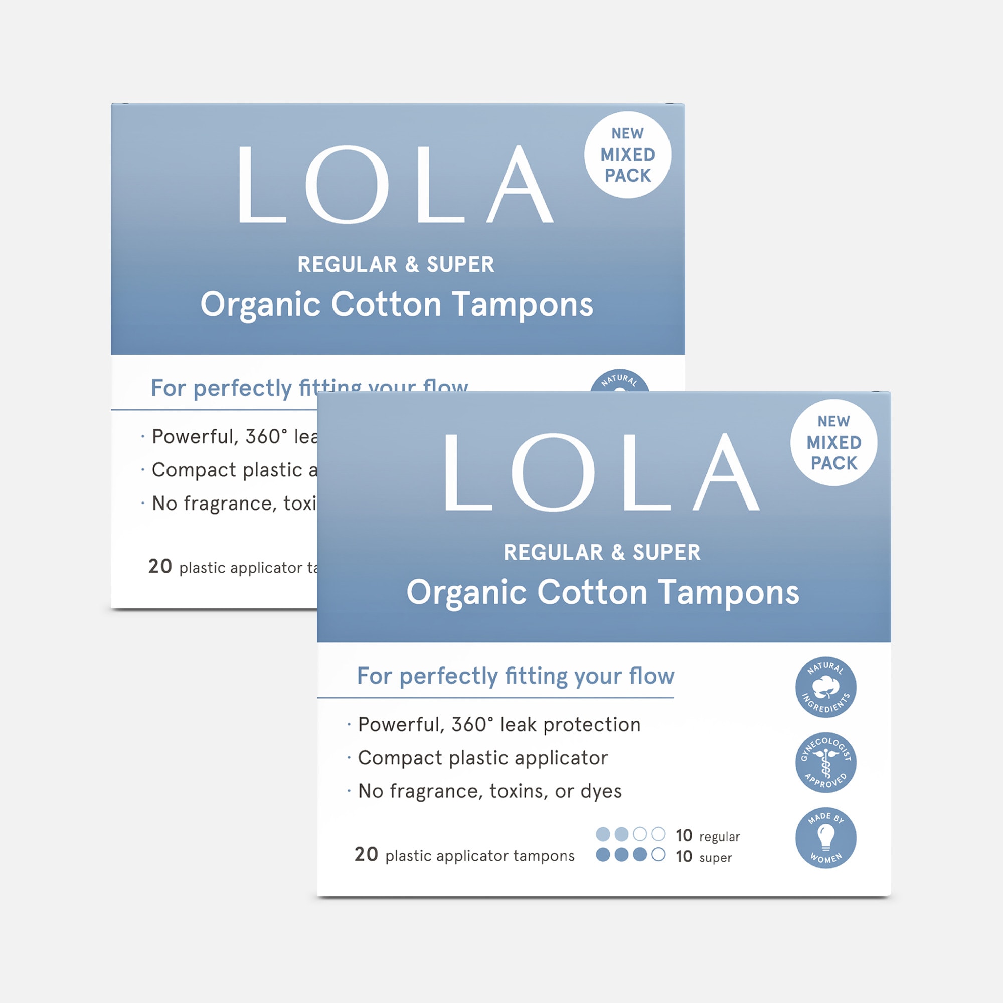 LOLA Assorted Regular & Super Tampons, 20 ct. (2-Pack)