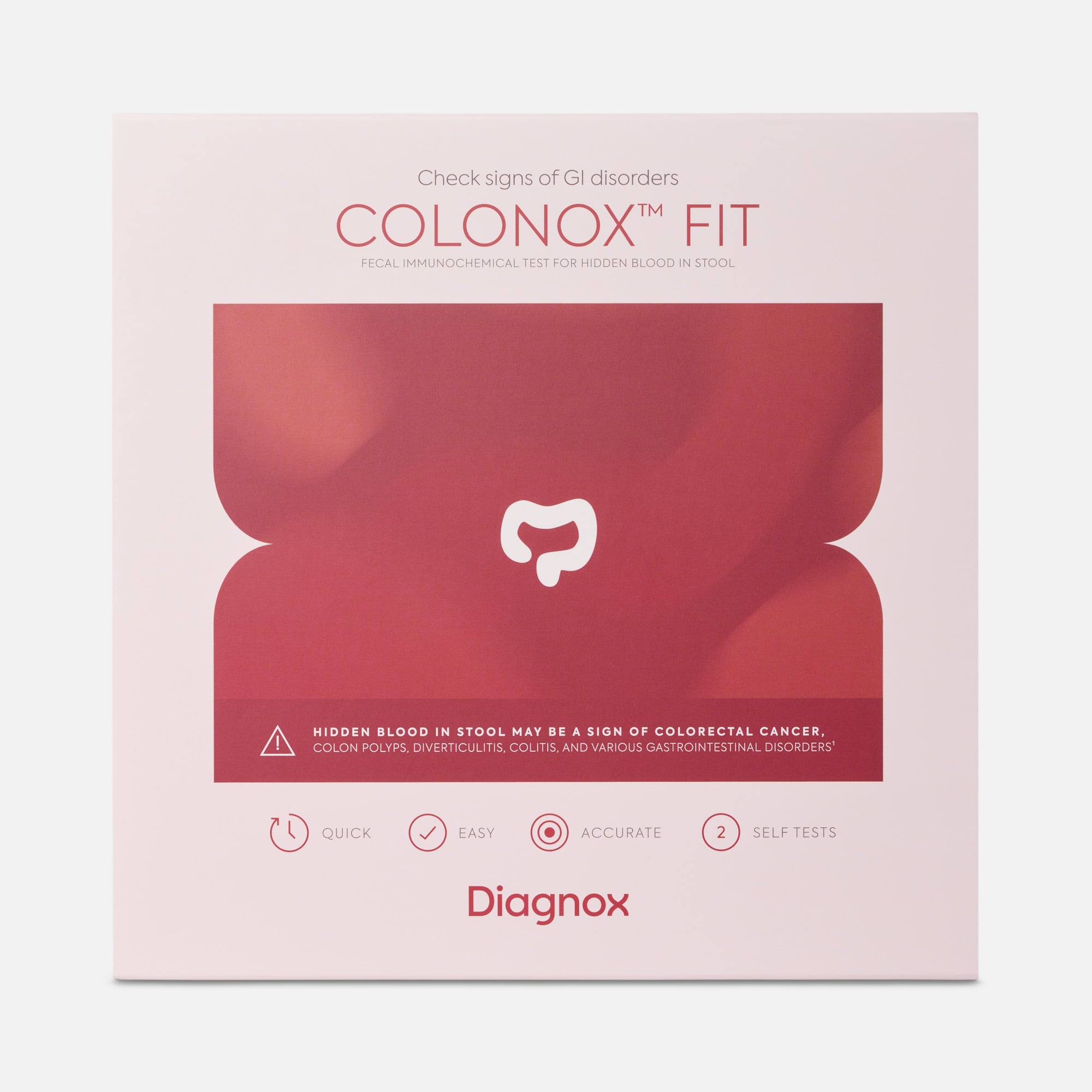 Diagnox Colonox™ FIT At-Home Stool Test Kit for Detecting GI Disorders, 2 Pack