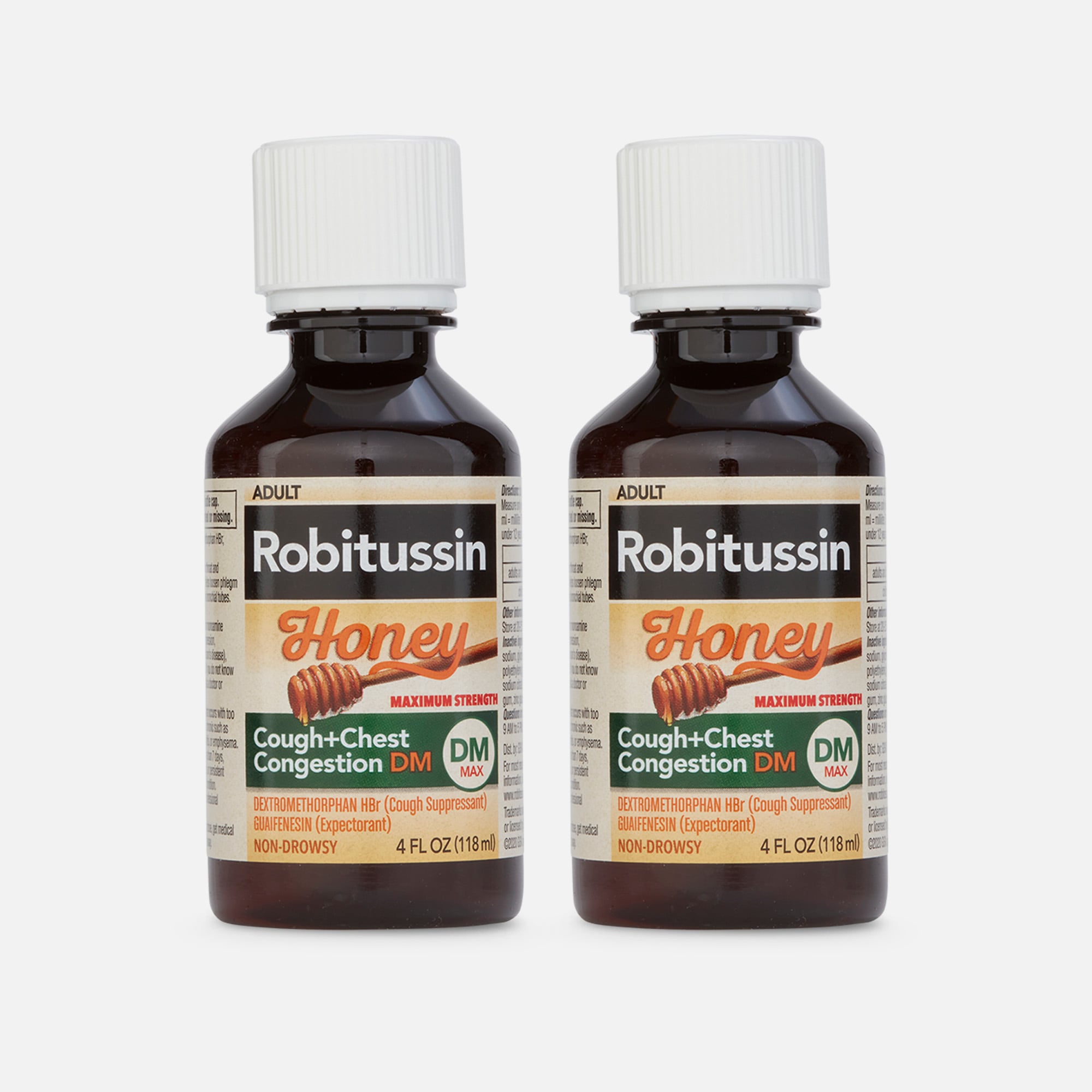 Robitussin Honey Maximum Strength Cough & Chest Congestion DM, 4 fl oz. (2-Pack)
