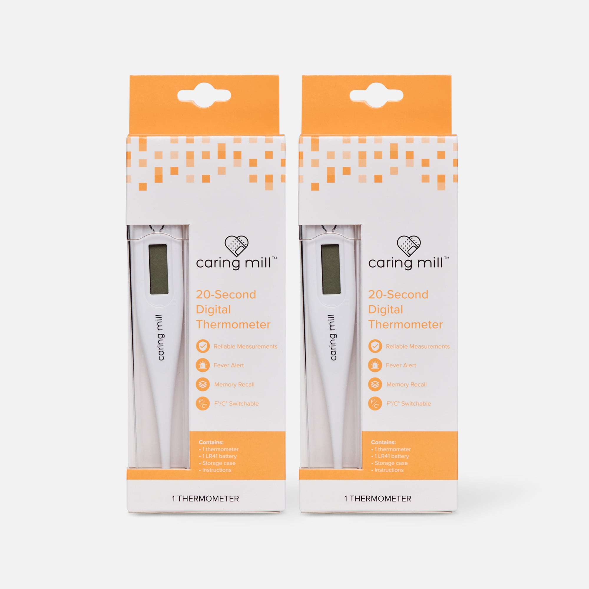 Caring Mill™ Digital Thermometer with Case (2-Pack)