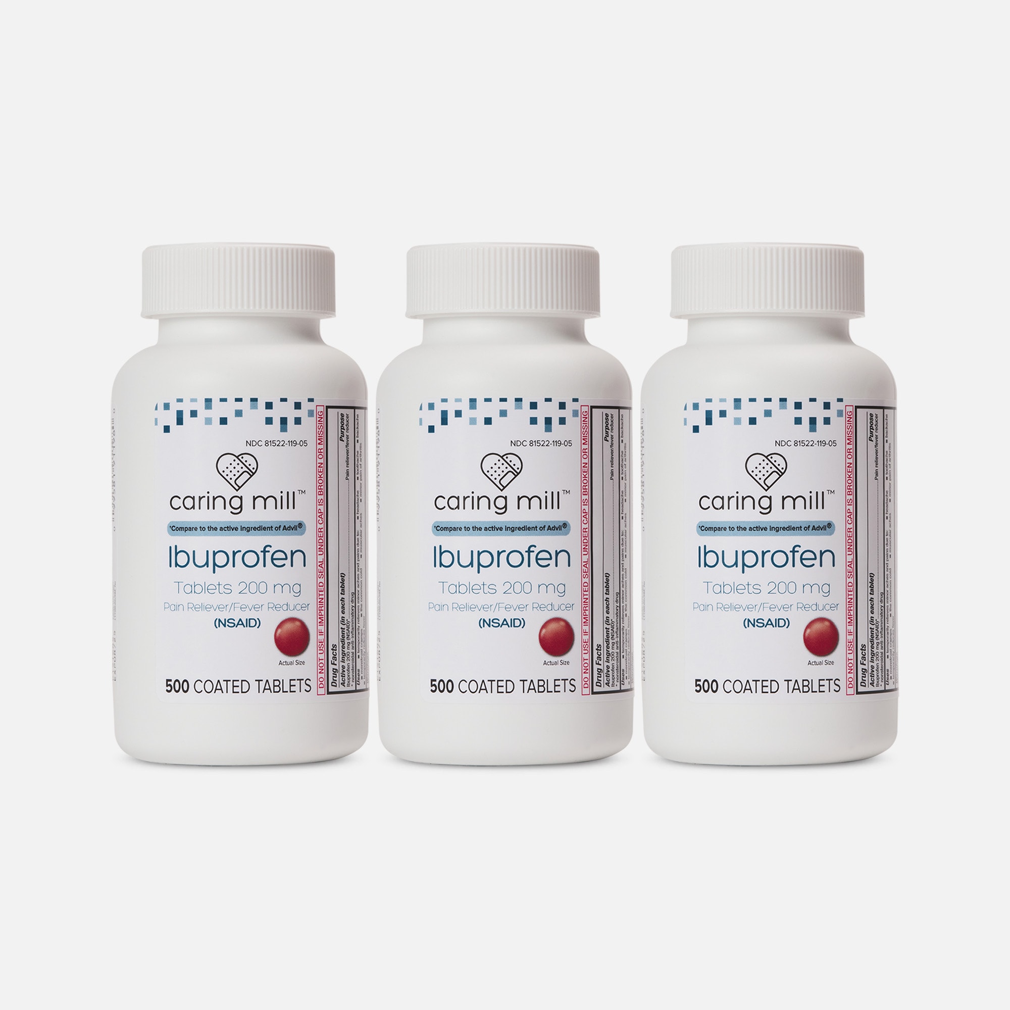 Caring Mill™ Ibuprofen 200mg Tablets, 500 ct. (3-Pack)
