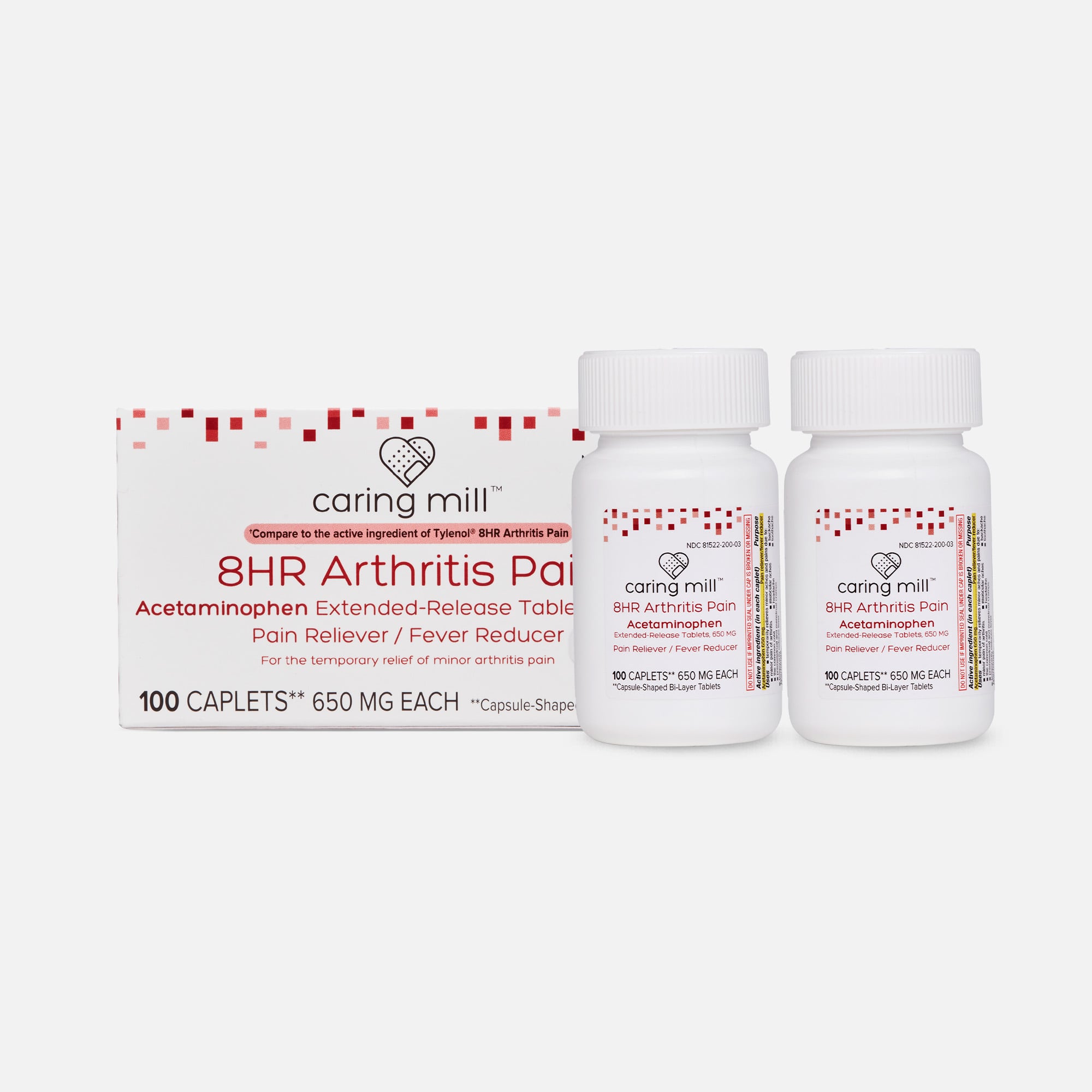 Caring Mill™ 8 HR Arthritis Acetaminophen, 100 ct. (2-Pack)