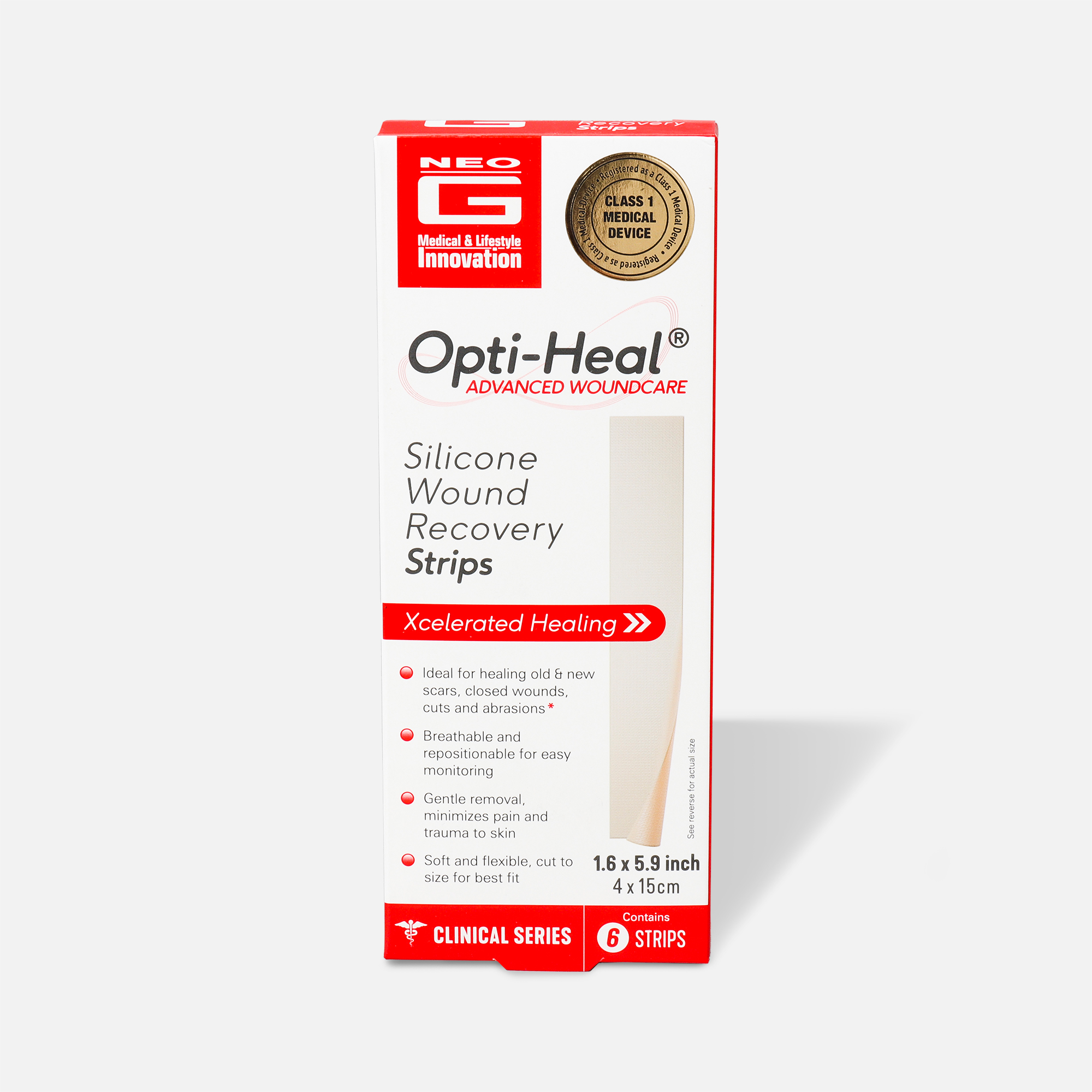 Neo G Silicone Wound Recovery Strips, 1.6”x 5.9” – 6 ct.