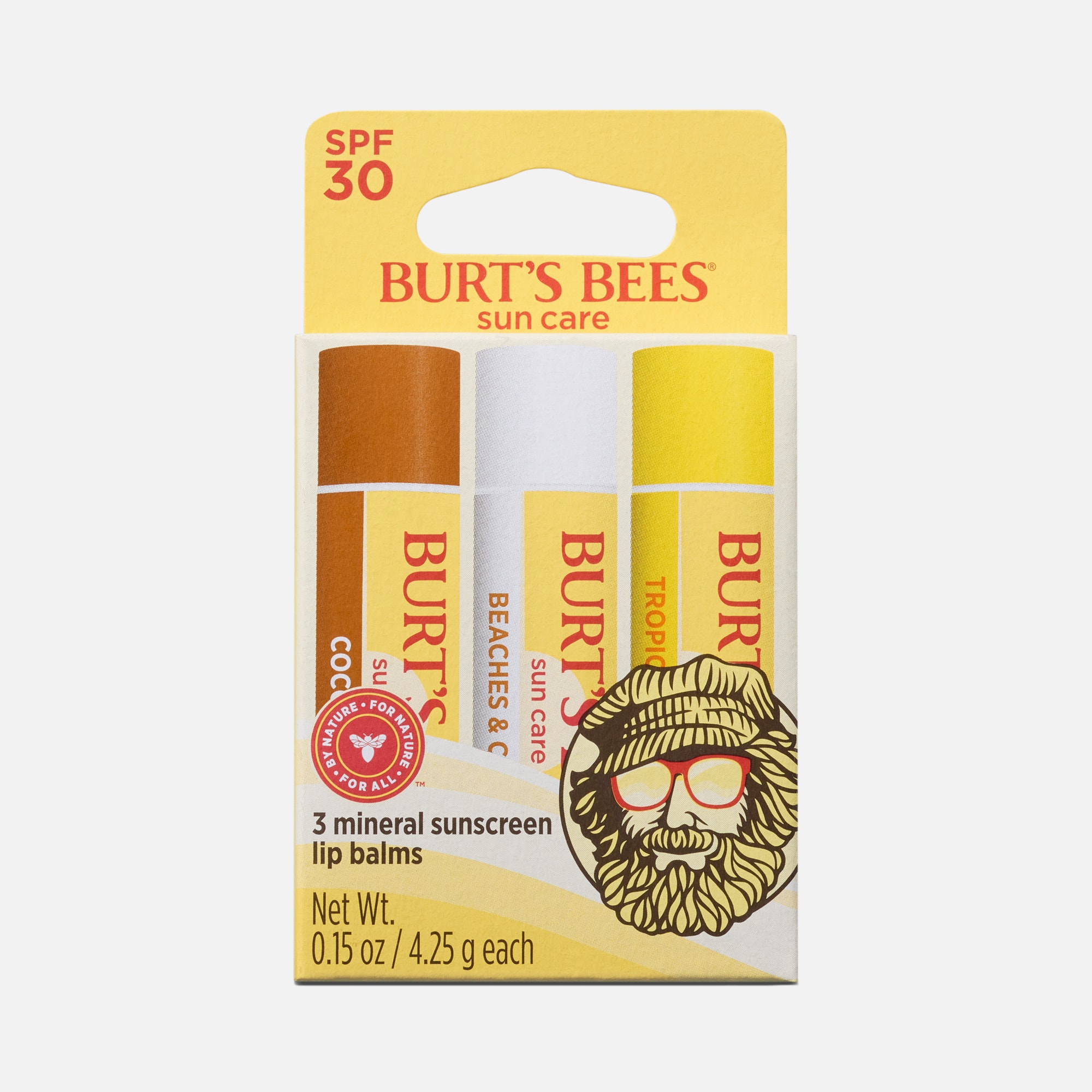 Burt’s Bees Sun Care Island Getaway Lip Balm SPF 30, 3-Pack, 0.15 oz.