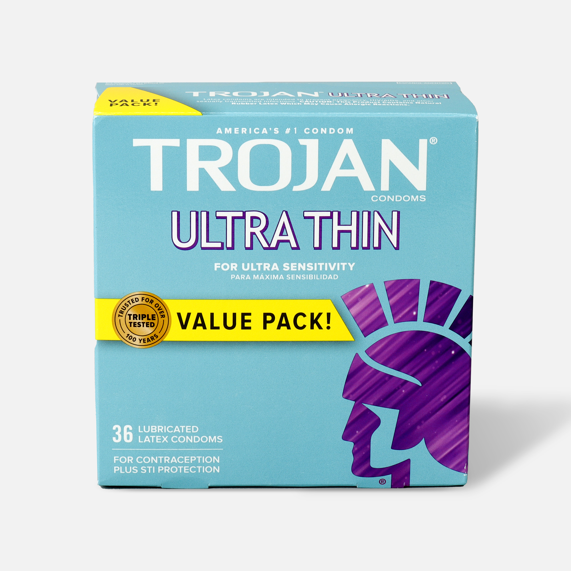 Trojan Ultra Thin Lubricated Latex Condoms, 36 ct.