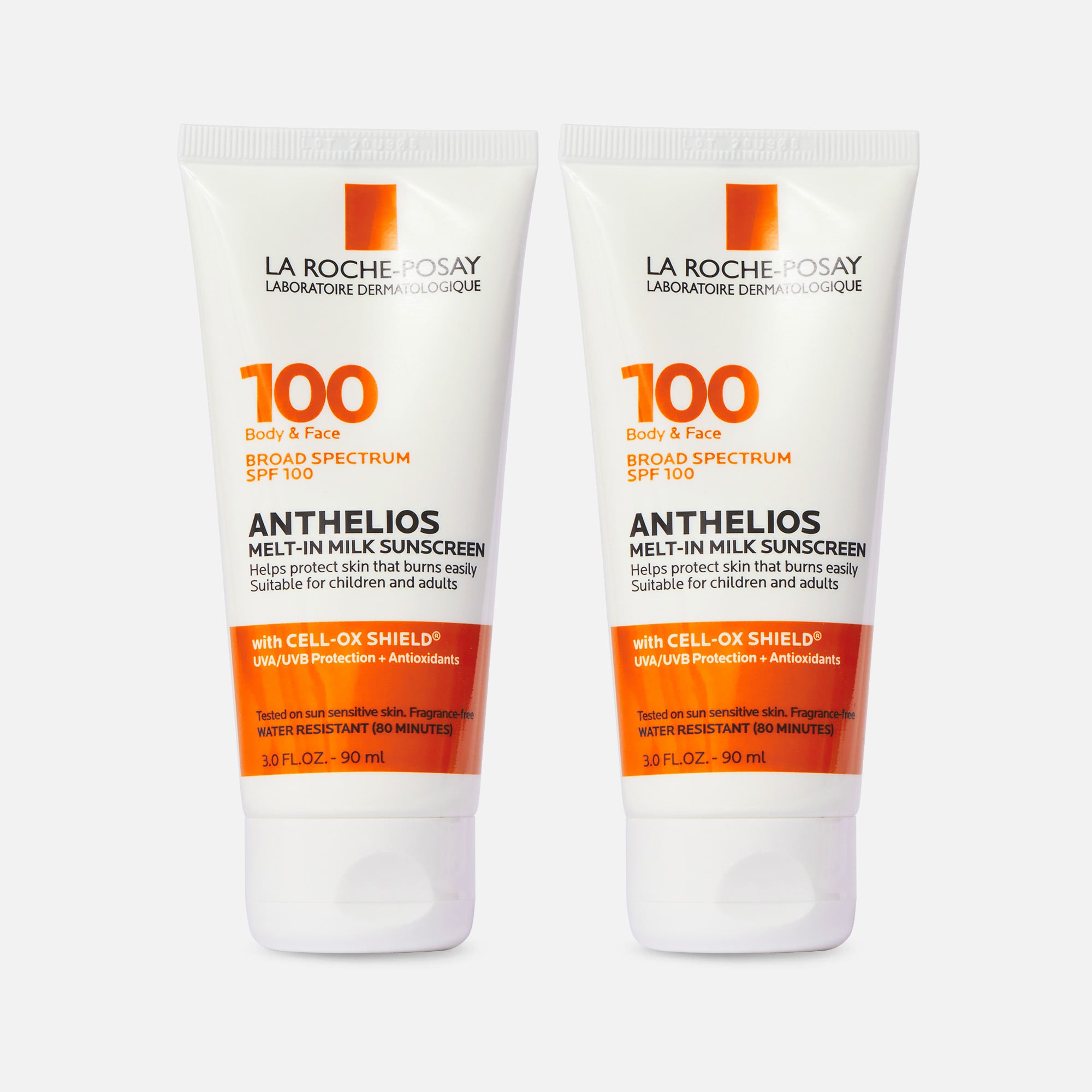 La Roche-Posay Anthelios Melt-In Milk Sunscreen for Face & Body SPF 100, 3 fl oz. (2-Pack)