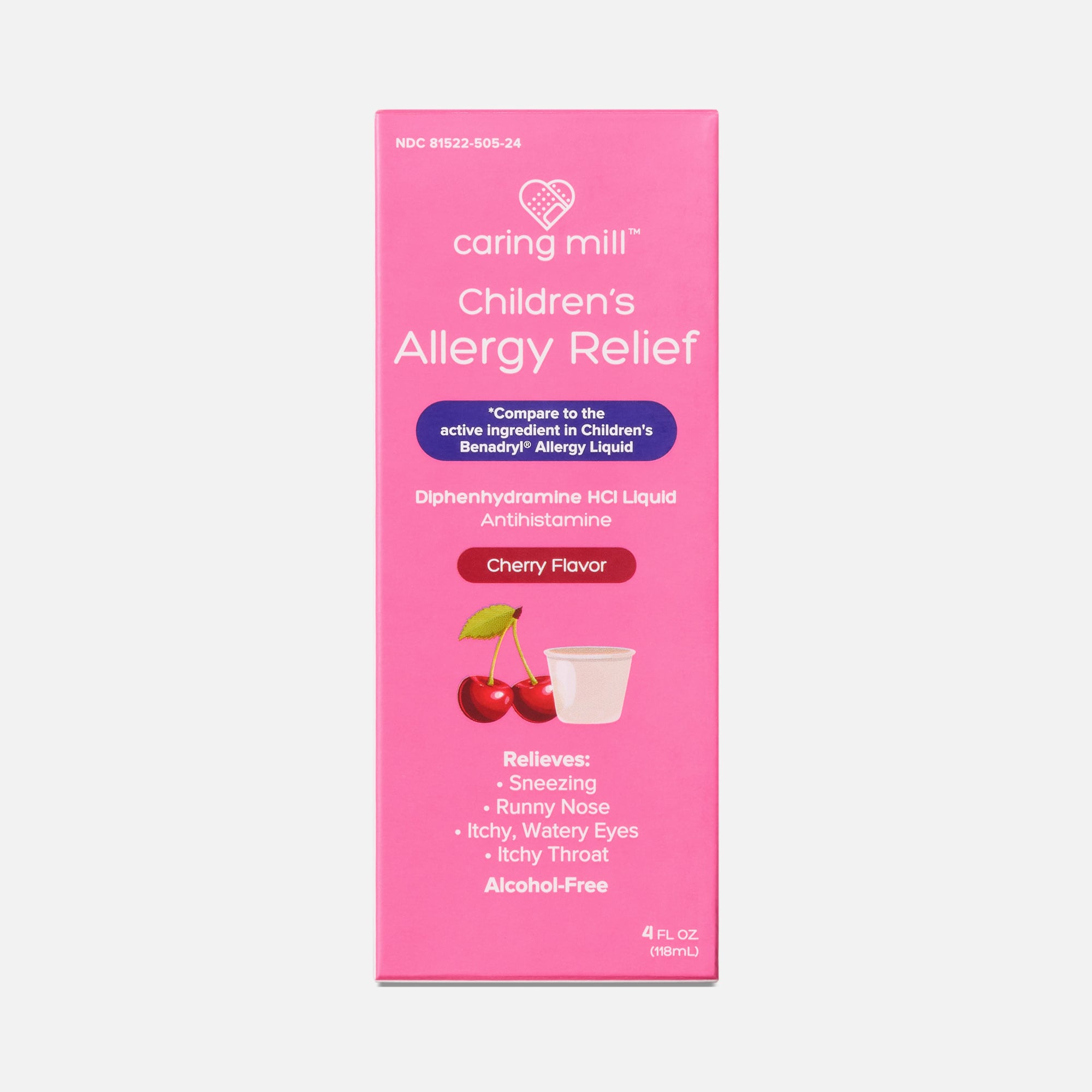 Caring Mill™ Children's Allergy Dye-Free Cherry Liquid, 4 oz.