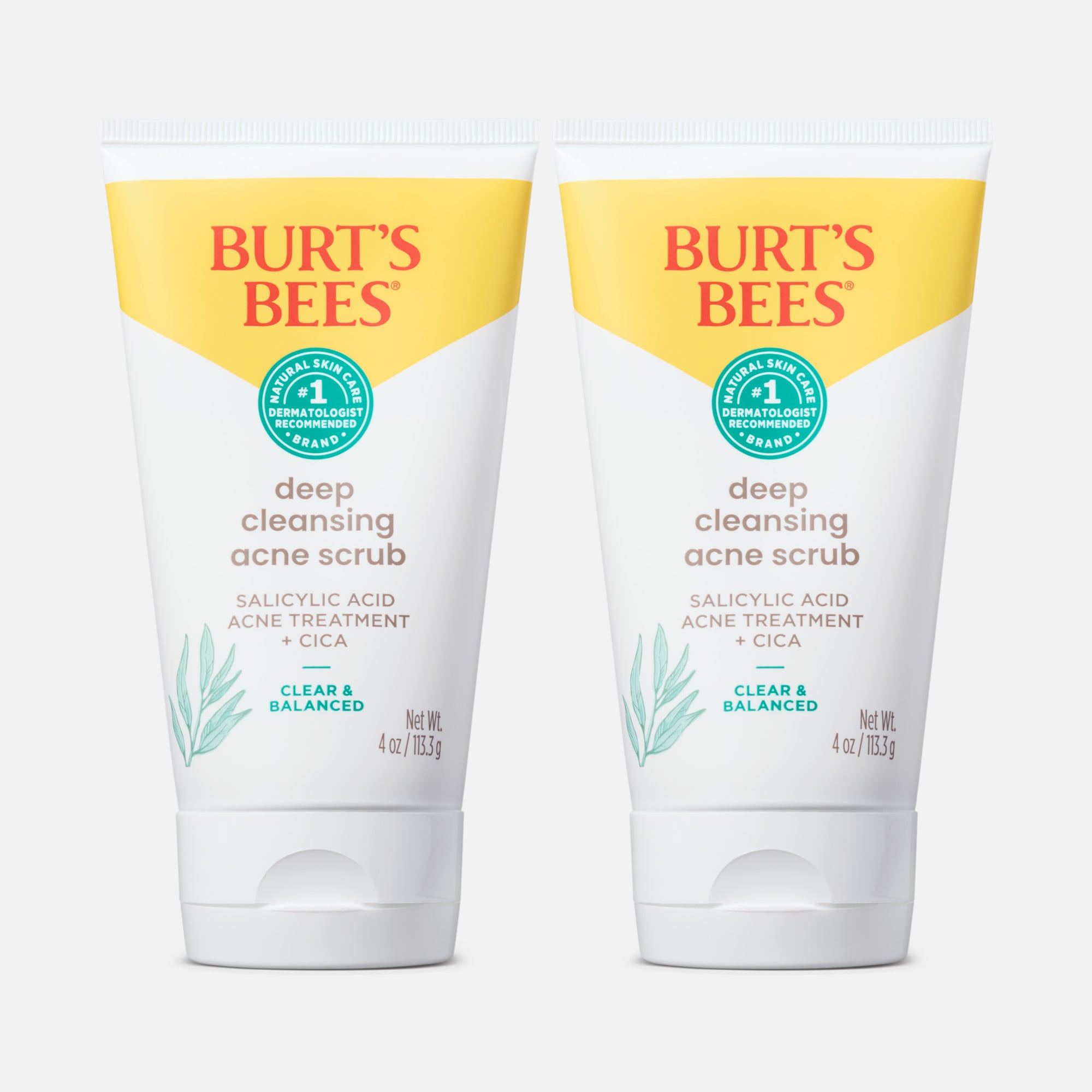 Burt's Bees Clear and Balanced Deep Cleansing Acne Scrub, 4 oz. (2-Pack)