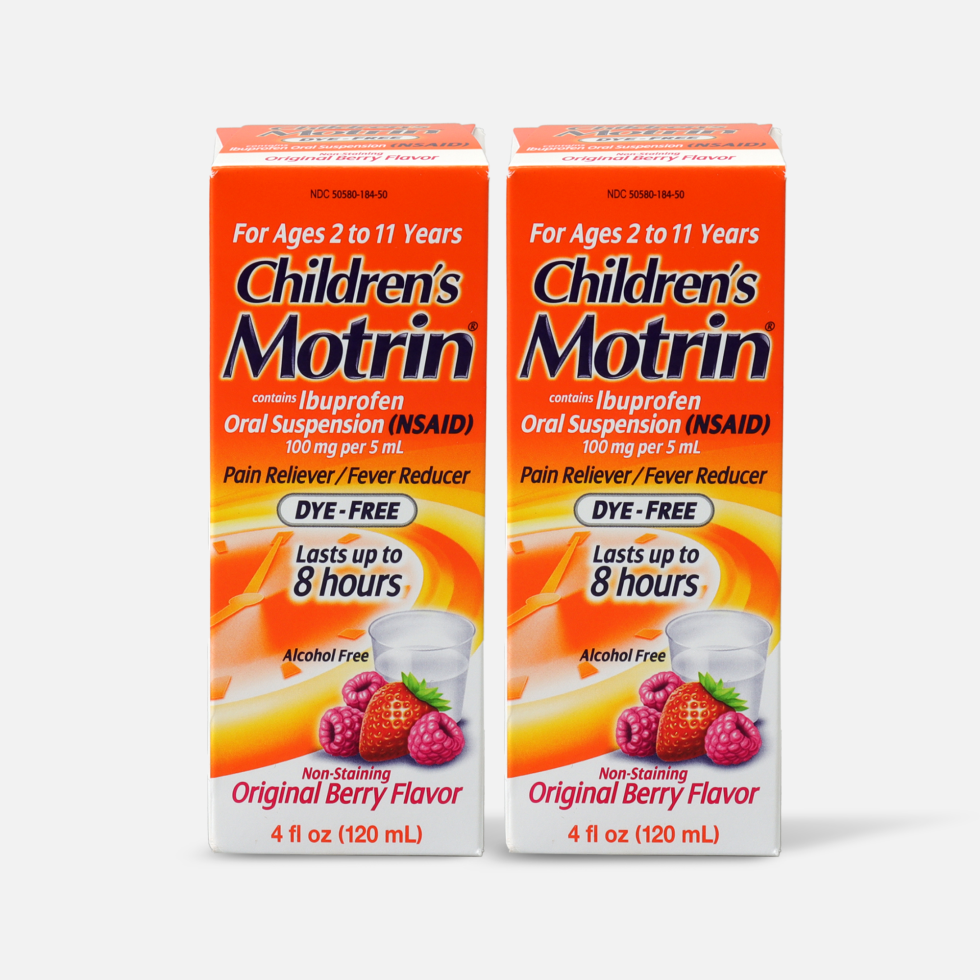 Children's Motrin Original Berry Flavor Dye-Free, 4 fl oz. (2-Pack)