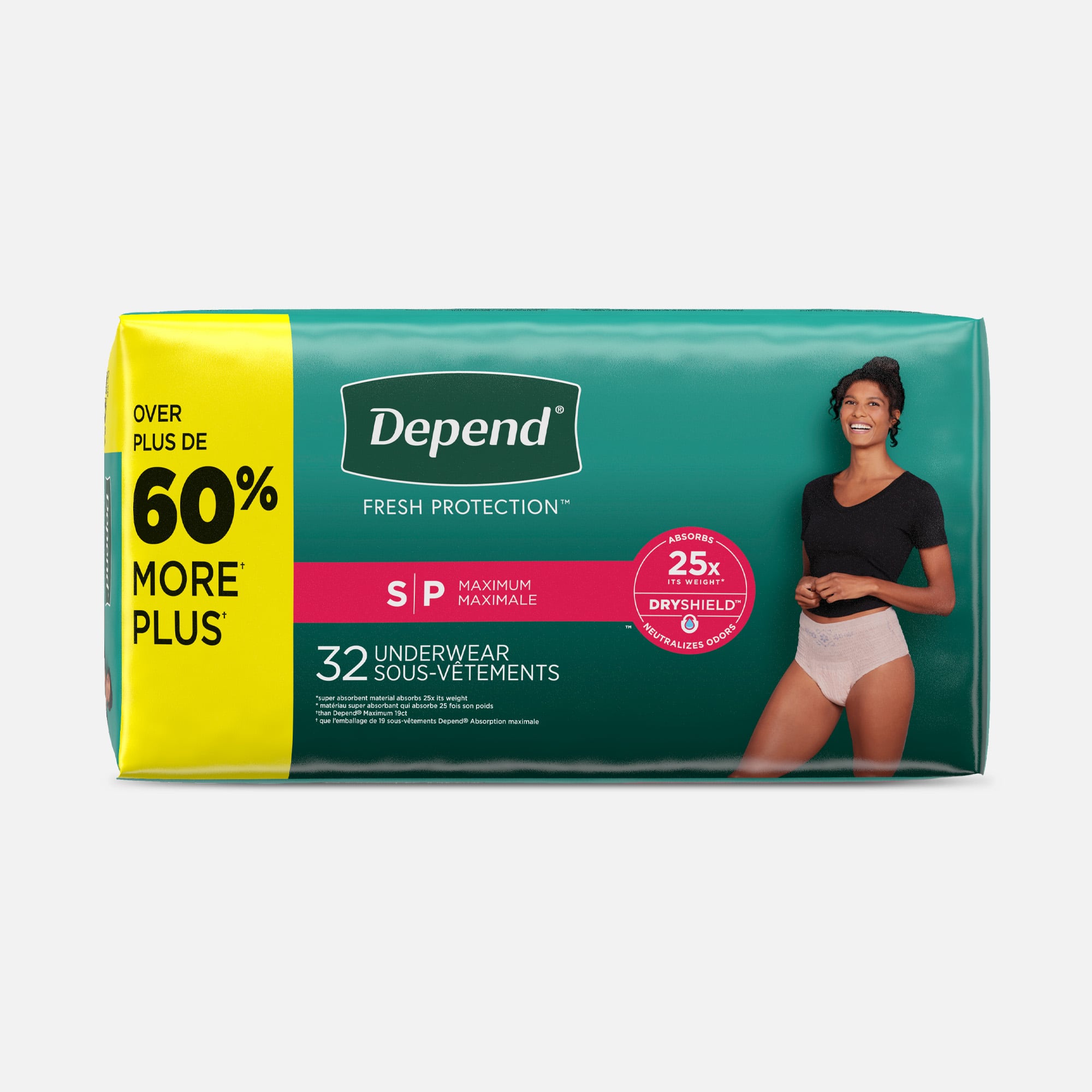 Depend Fresh Protection Adult Incontinence & Postpartum Bladder Leak Underwear for Women, Disposable, Maximum, Small, Blush, 32 ct.