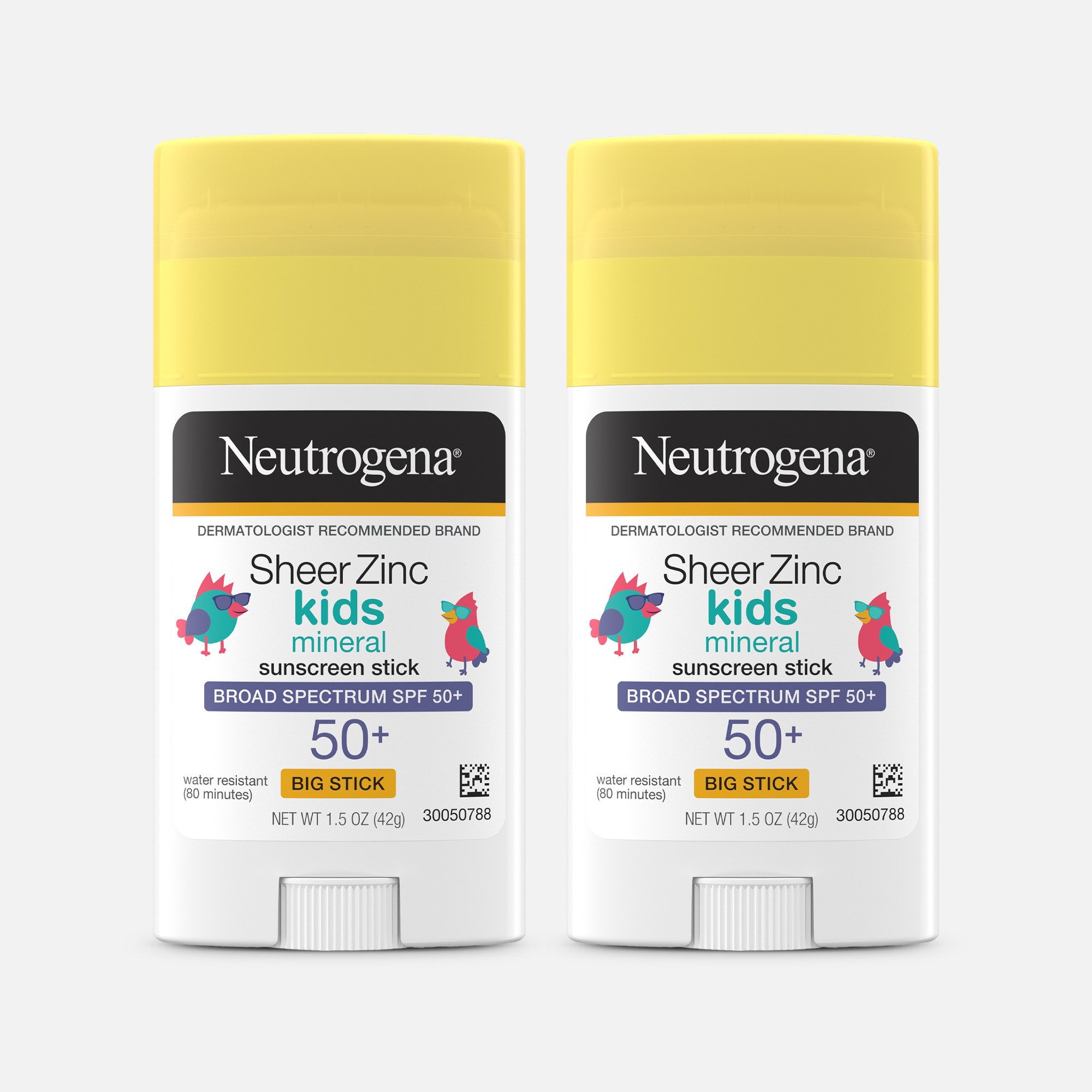 Neutrogena Sheer Zinc Kids Mineral Sunscreen Stick, SPF 50+, 1.5 oz. (2-Pack)