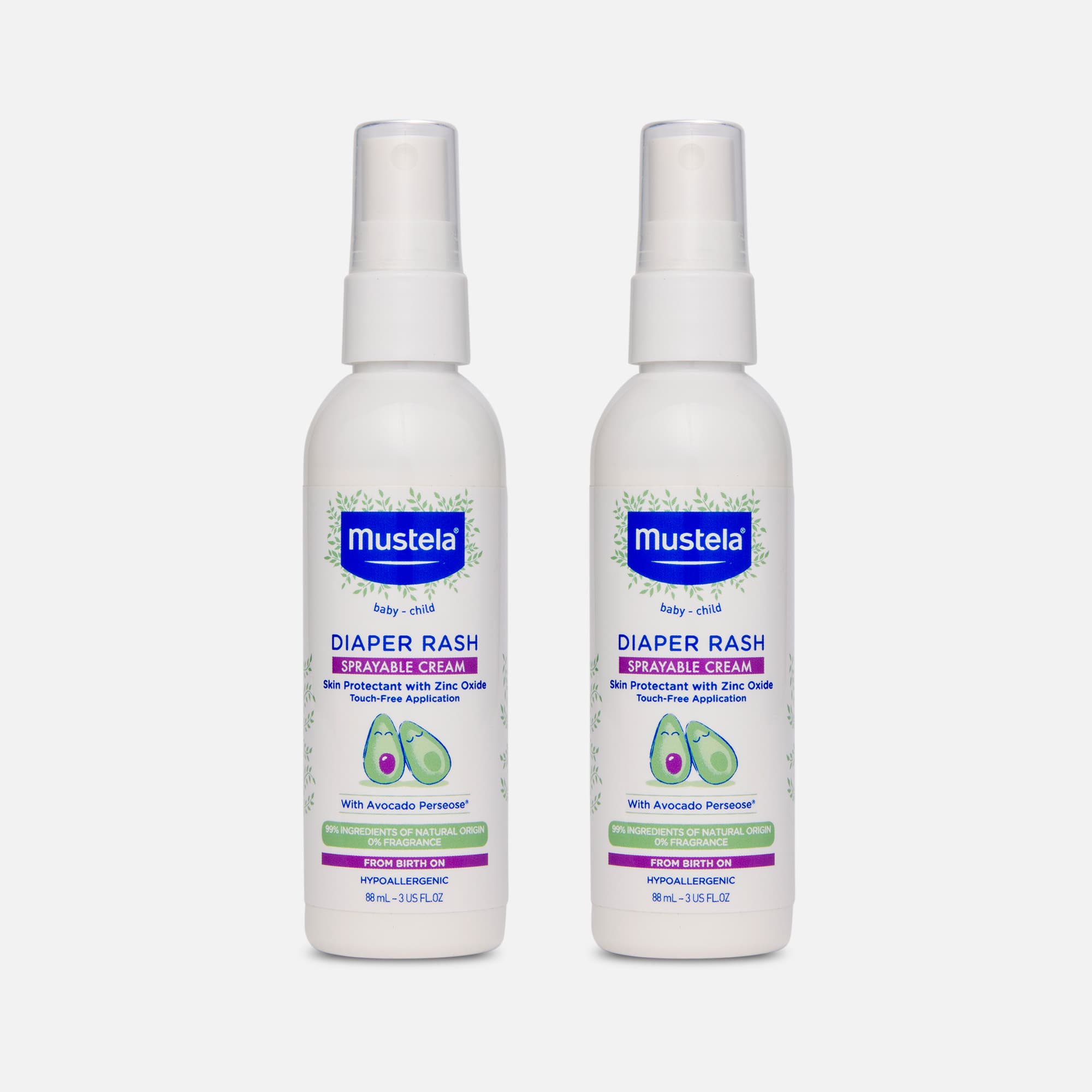 Mustela Diaper Rash Sprayable Cream, 3 fl oz. (2-Pack)
