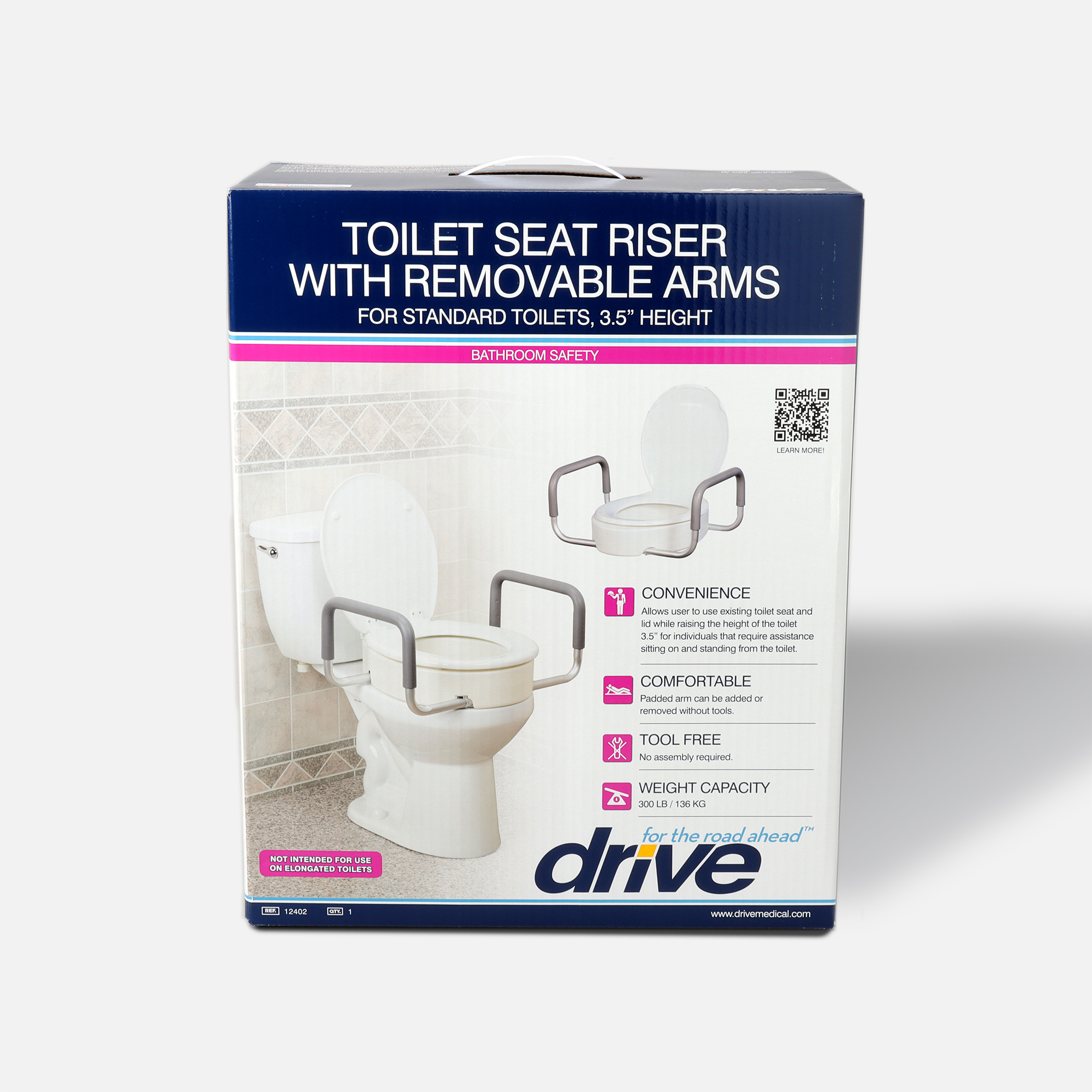 Drive Medical Toilet Seat Riser with Removable Arms